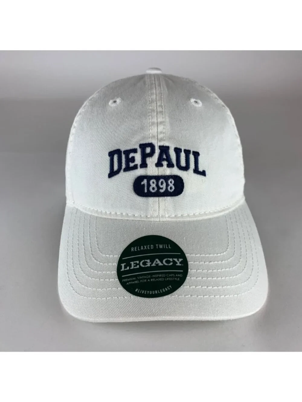 DePaul Blue Demons NCAA White Legacy Relaxed Fit Strapback Hat New